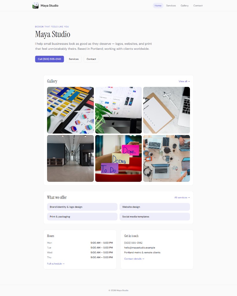 Business site preview