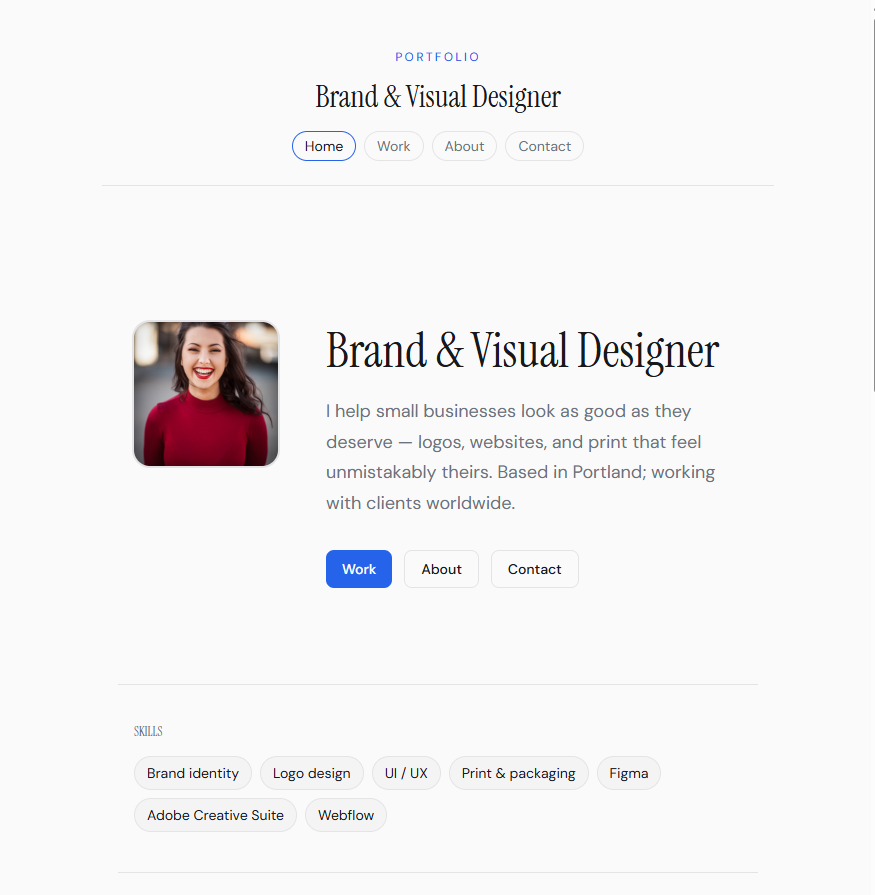 Portfolio site preview